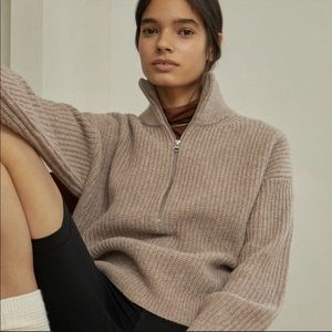 Everlane Felted Merino Half Zip Sweater - Antler